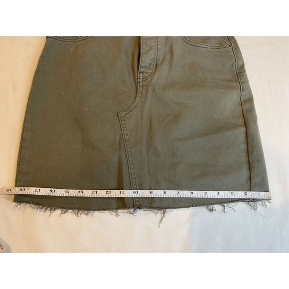 Old Navy Women's Denim Mini Skirt Stretch Flat Front Lightweight Green Size 2 - Picture 5 of 7